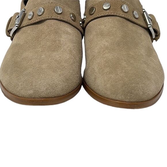 Rebecca Minkoff Abigail Taupe Suede Studded Buckle Ankle Booties Women’s US 9.5 - Picture 4 of 8